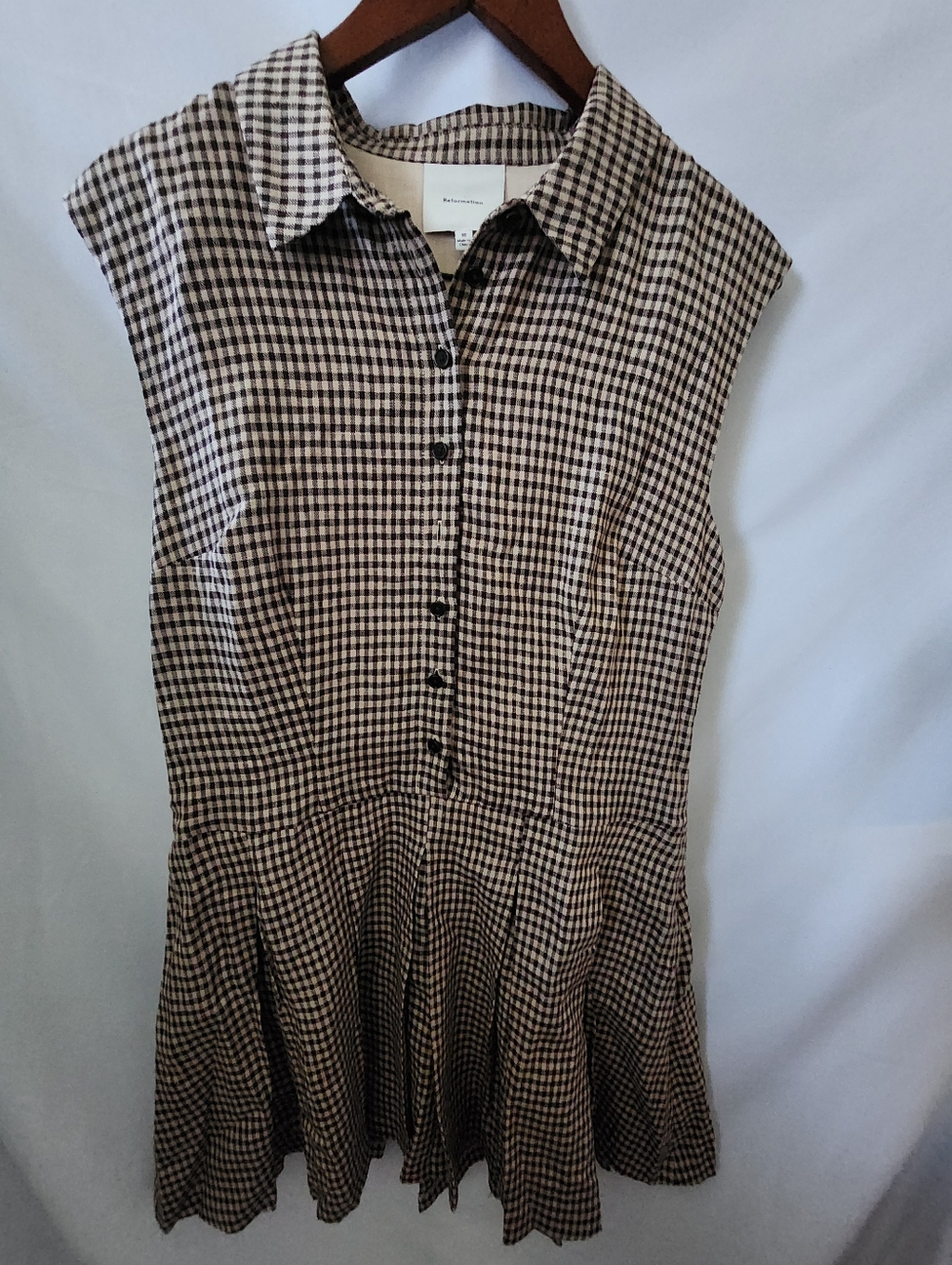 Reformation Linen Plaid Dress. Size 10